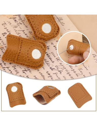 10 Dedales de Costura JNENERY Ajustables de Metal y Cuero