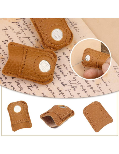 10 Dedales de Costura JNENERY Ajustables de Metal y Cuero