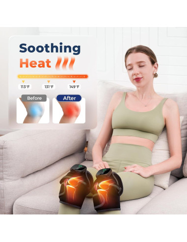 Masajeador de Rodilla Calentado HOMRELEXA 3 en 1 con Calor y Vibración