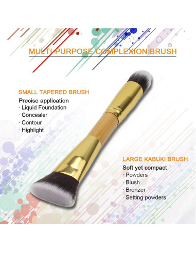 Brocha de Maquillaje Doble Punta NMKL38 - Vegana y Libre de Crueldad