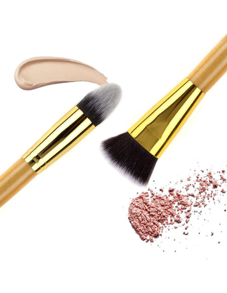 Brocha de Maquillaje Doble Punta NMKL38 - Vegana y Libre de Crueldad