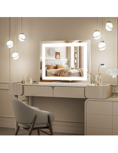 Espejo de Tocador FENCHILIN LED 57.9x45.7cm Luz Regulable 3 Colores 2