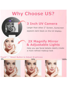 Espejo UV Vanexiss 3.8" Recargable con Aumento 2x y LED 2
