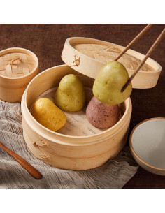 Vaporera de Bambú MineSign 30 cm 2 Niveles + 100 Piezas Papel 2