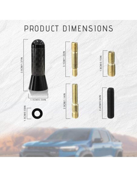 Antena Corta para Coche HAOBO Fibra de Carbono Universal