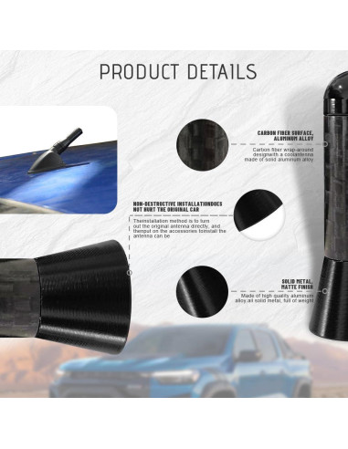 Antena Corta para Coche HAOBO Fibra de Carbono Universal