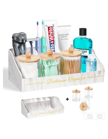 Organizador de Baño DENSAIL Mármol Blanco 3PCS con Drenaje