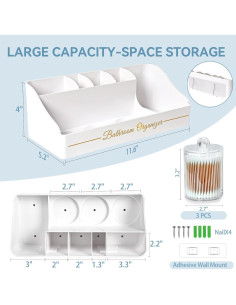 Organizador de Baño DENSAIL Mármol Blanco 3PCS con Drenaje 2