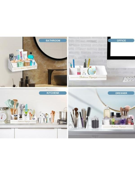 Organizador de Baño DENSAIL Mármol Blanco 3PCS con Drenaje
