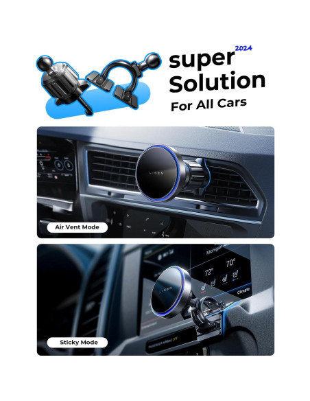 Cargador Inalámbrico para Coche MagSafe LISEN 48W iPhone 16/15/14/13/12