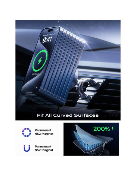 Cargador Inalámbrico para Coche MagSafe LISEN 48W iPhone 16/15/14/13/12