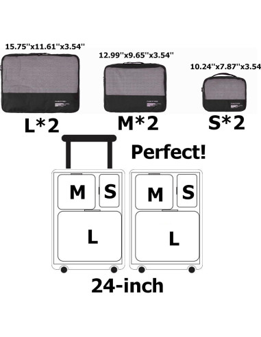 Juego de Cubos de Empaque Vallilan 6 Piezas Negro 24"