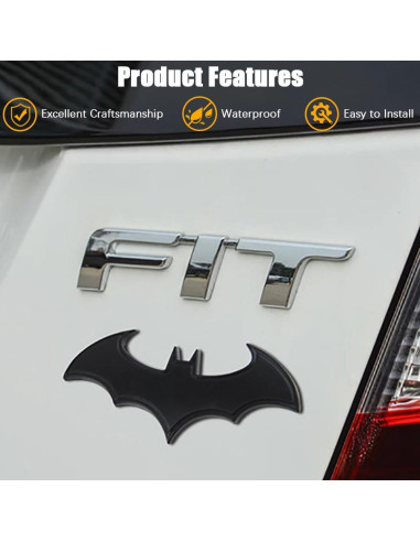 Sticker Emblema 3D Murciélago Pincuttee Negro para Coche