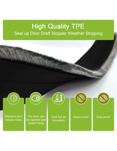 Barrera de Puerta DINGLIAN con Cepillo 5.08 cm x 99 cm Negro