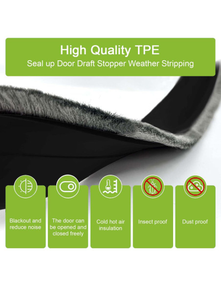 Barrera de Puerta DINGLIAN con Cepillo 5.08 cm x 99 cm Negro