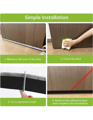 Barrera de Puerta DINGLIAN con Cepillo 5.08 cm x 99 cm Negro