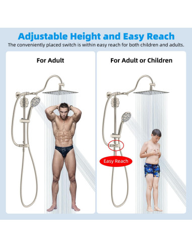 Cabezal de Ducha de Lluvia Hibbent 10'' con Filtro y Soporte