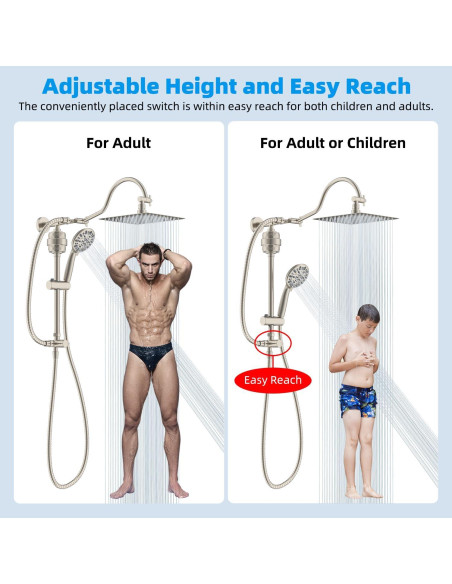 Cabezal de Ducha de Lluvia Hibbent 10'' con Filtro y Soporte