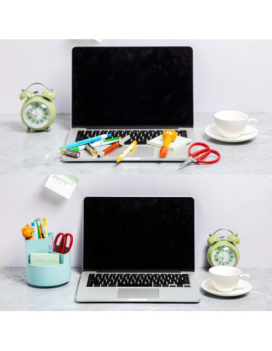 Soporte Rotativo para Lápices EDENMS, 3 Compartimentos Azul