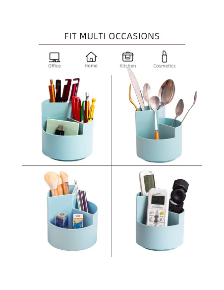 Soporte Rotativo para Lápices EDENMS, 3 Compartimentos Azul