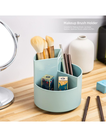 Soporte Rotativo para Lápices EDENMS, 3 Compartimentos Azul