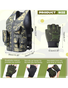 Chaleco Táctico SATINIOR para Niños con Guantes Cortos 2