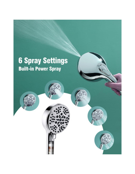 Cabezal de Ducha Filtrado Diiwet con 6 Modos y Manguera 149.86 cm