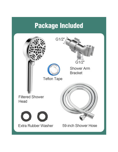 Cabezal de Ducha Filtrado Diiwet con 6 Modos y Manguera 149.86 cm