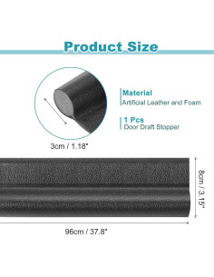 Tapón Aislante para Corrientes de Aire uxcell 96x8 cm Negro 2