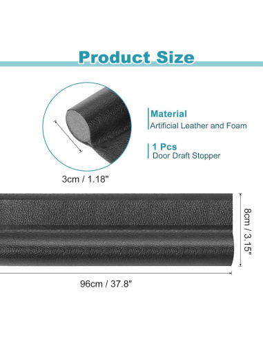 Tapón Aislante para Corrientes de Aire uxcell 96x8 cm Negro