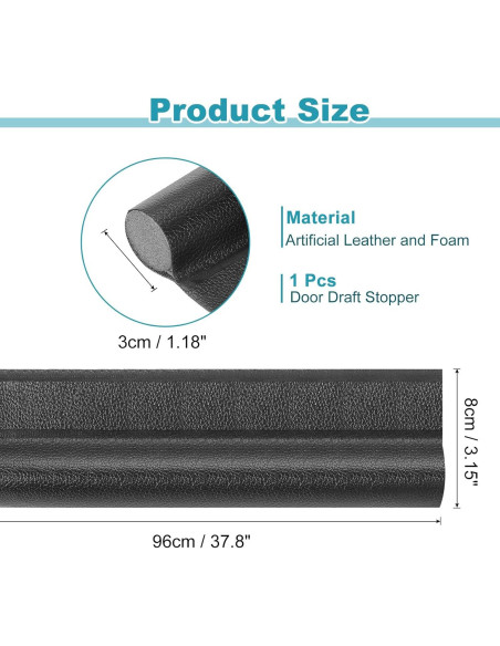 Tapón Aislante para Corrientes de Aire uxcell 96x8 cm Negro