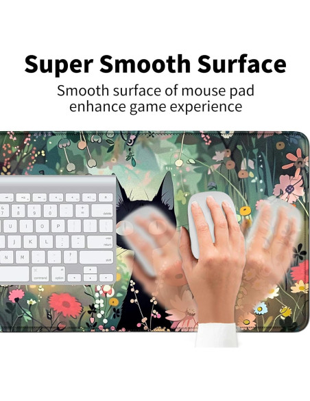 Tapete de Juego BFDHGQZC Gato Negro Entre Flores 60x35cm