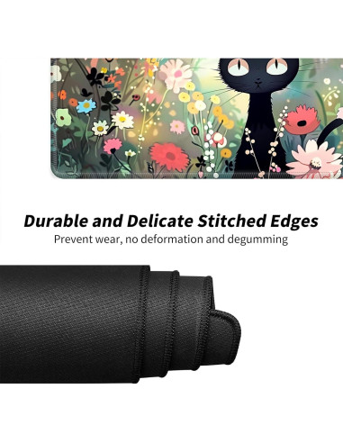 Tapete de Juego BFDHGQZC Gato Negro Entre Flores 60x35cm