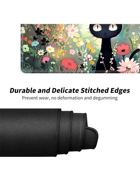 Tapete de Juego BFDHGQZC Gato Negro Entre Flores 60x35cm