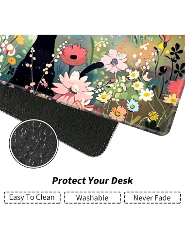Tapete de Juego BFDHGQZC Gato Negro Entre Flores 60x35cm