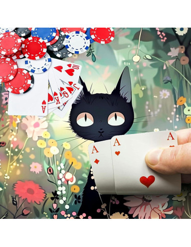 Tapete de Juego BFDHGQZC Gato Negro Entre Flores 60x35cm