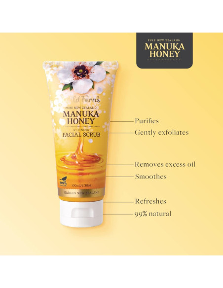 Exfoliante Facial de Miel Manuka Wild Ferns 100ml 99% Natural