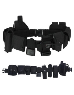 Cinturón Táctico Ajustable Negro 10 en 1 para Seguridad Militar