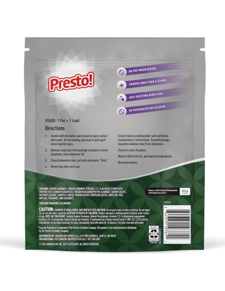 Pacs para Lavavajillas Amazon Presto! Triple Acción 70 Unidades