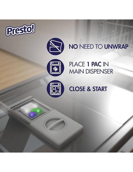 Pacs para Lavavajillas Amazon Presto! Triple Acción 70 Unidades
