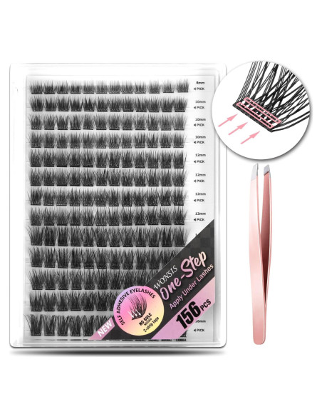 Pestañas Autoadhesivas WONSIS 156 Pcs Sin Pegamento 8-16mm