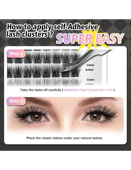 Pestañas Autoadhesivas WONSIS 156 Pcs Sin Pegamento 8-16mm