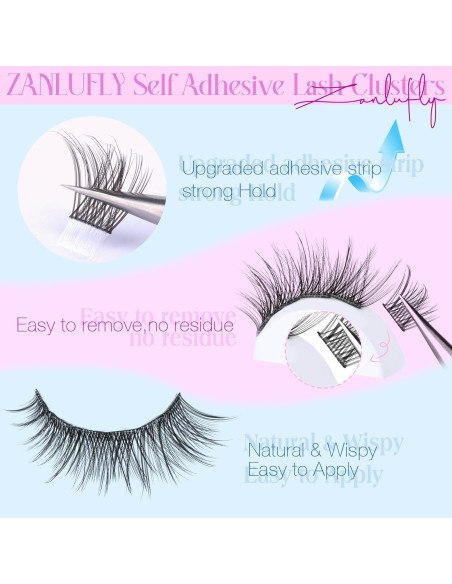 Pestañas Autoadhesivas Zanlufly Naturales 10-16MM Reutilizables Pestañas Autoadhesivas Zanlufly Naturales 10-16MM Reutilizables