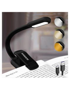 Luz de Libro Recargable RADIXIUM - 9 LEDs, 50H, USB-C, Negro