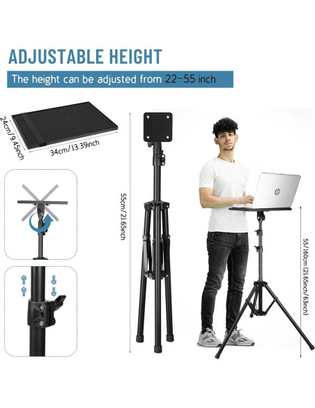 Soporte de Proyector Plegable KEJOG Altura Ajustable 55.88 a 158.12 cm