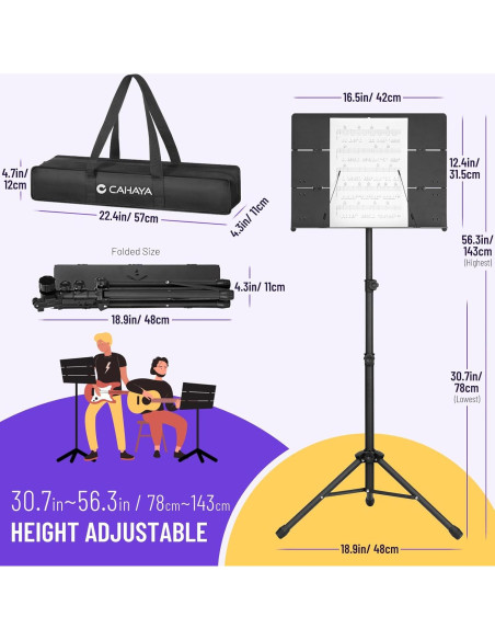 Soporte de Partituras Plegable CAHAYA CY0317 Altura Ajustable