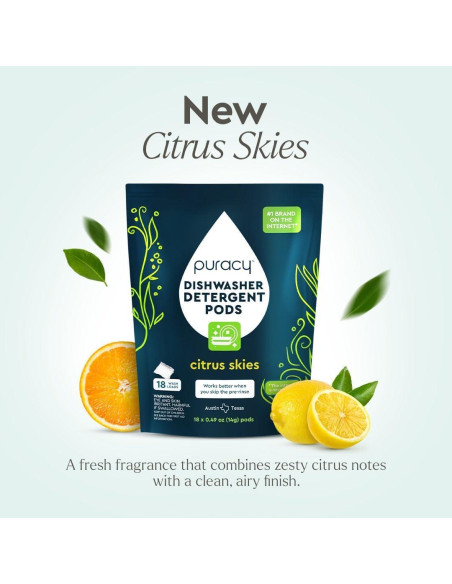 Cápsulas para Lavavajillas Puracy 18 Unidades Cielos Cítricos