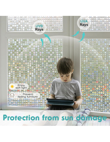 Película de Privacidad Arcoíris Divertida 30x200 cm Sin Adhesivo