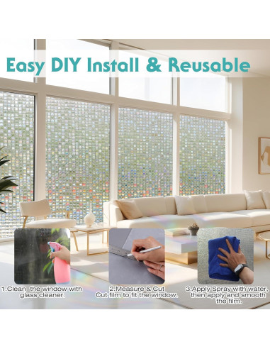 Película de Privacidad Arcoíris Divertida 30x200 cm Sin Adhesivo