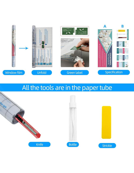 Película de Privacidad Estática COUNTEWOL 44.5x199.8cm PVC